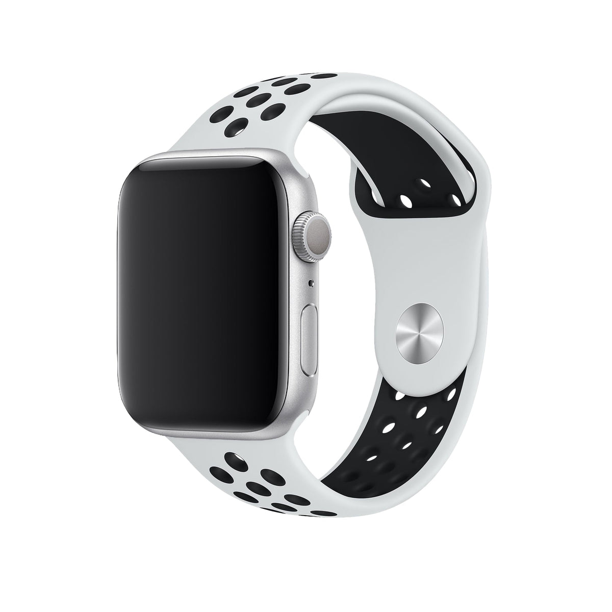 Apple Watch Uyumlu Silikon Delikli Spor Kordon Beyaz Siyah  bikordon