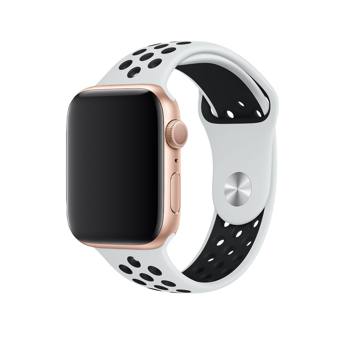 Apple Watch Uyumlu Silikon Delikli Spor Kordon Beyaz Siyah  bikordon
