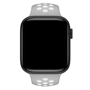 Apple Watch Uyumlu Silikon Delikli Spor Kordon Gri Beyaz  bikordon