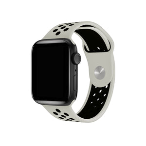 Apple Watch Uyumlu Silikon Delikli Spor Kordon Gri Siyah  bikordon
