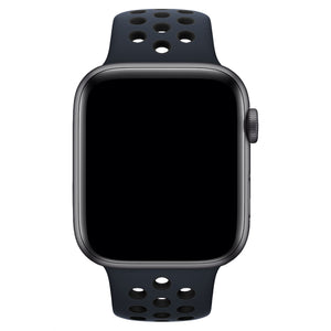 Apple Watch Uyumlu Silikon Delikli Spor Kordon Lacivert Siyah  bikordon