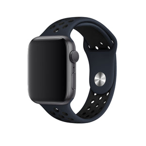 Apple Watch Uyumlu Silikon Delikli Spor Kordon Lacivert Siyah  bikordon