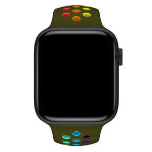 Apple Watch Uyumlu Silikon Delikli Spor Kordon Olive Stone  bikordon