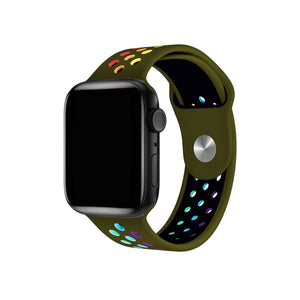 Apple Watch Uyumlu Silikon Delikli Spor Kordon Olive Stone  bikordon