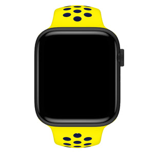 Apple Watch Uyumlu Silikon Delikli Spor Kordon Sarı Lacivert  bikordon