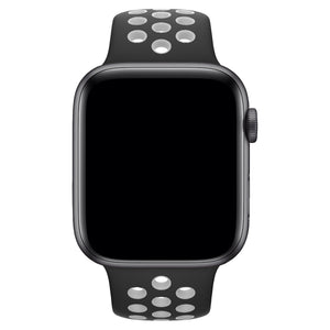 Apple Watch Uyumlu Silikon Delikli Spor Kordon Siyah Beyaz  bikordon