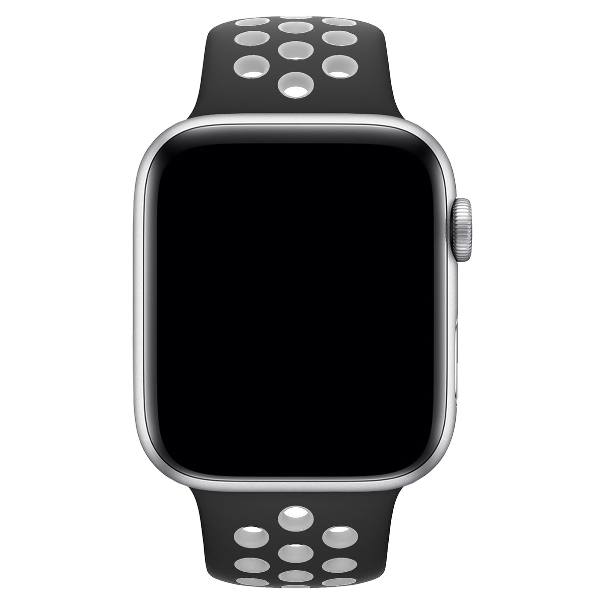 Apple Watch Uyumlu Silikon Delikli Spor Kordon Siyah Beyaz  bikordon