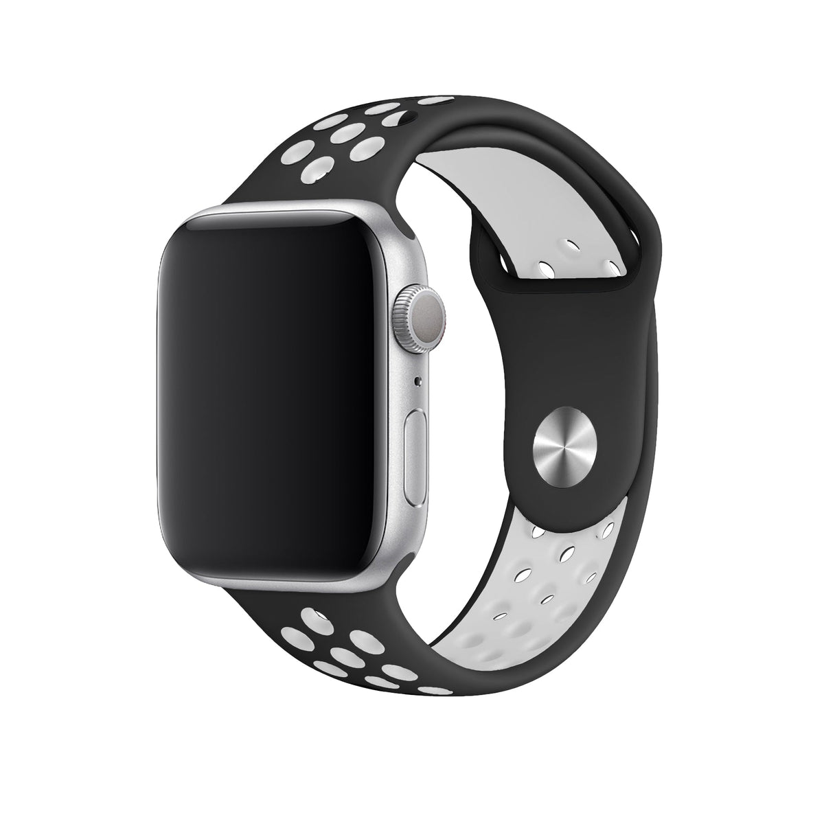 Apple Watch Uyumlu Silikon Delikli Spor Kordon Siyah Beyaz  bikordon