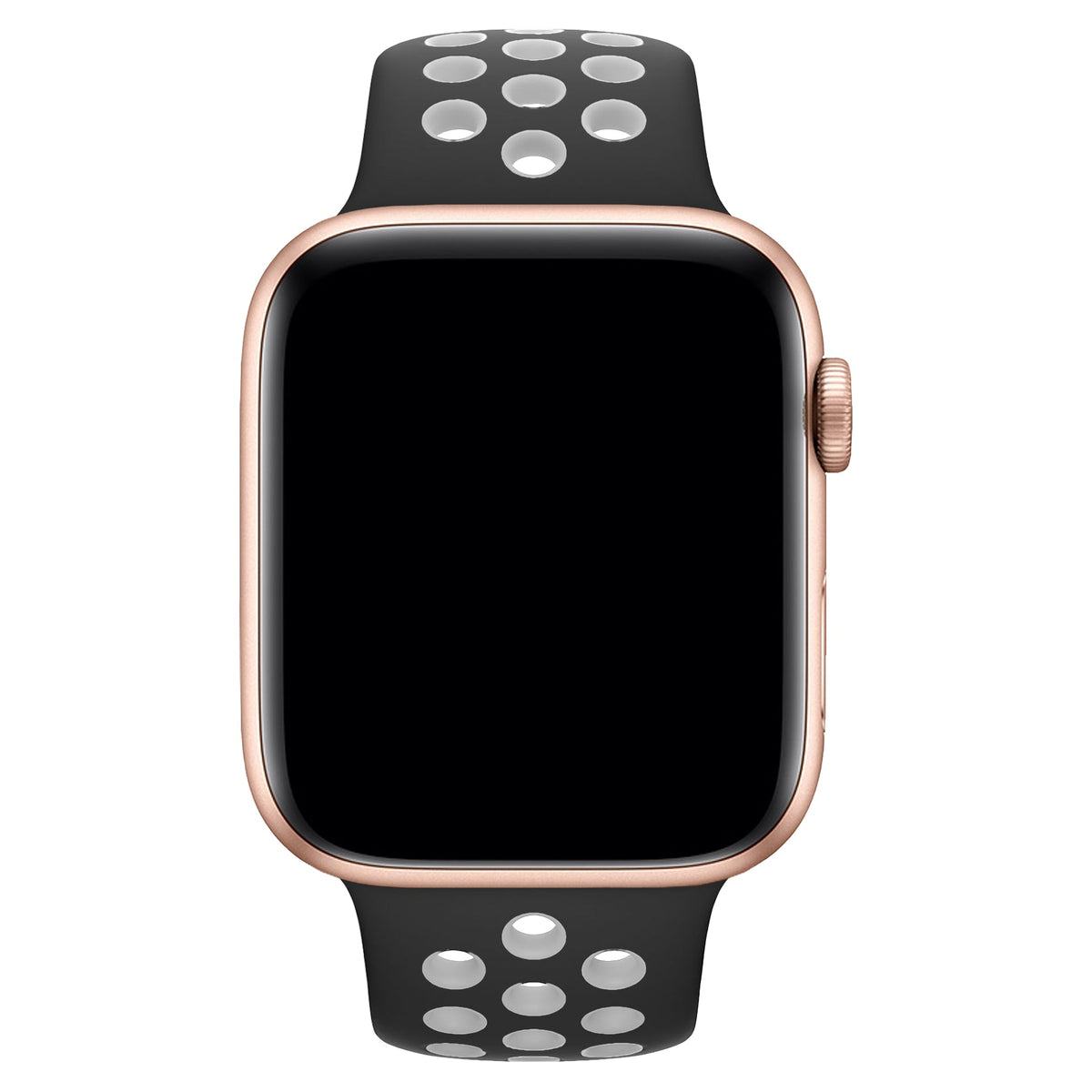 Apple Watch Uyumlu Silikon Delikli Spor Kordon Siyah Beyaz  bikordon