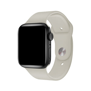 Apple Watch Uyumlu Silikon Spor Kordon Beige Beyaz  bikordon