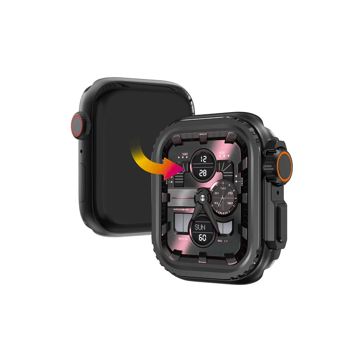 Apple Watch Ultra Dönüştürücü Bumper Kasa Koruyucu Siyah  bikordon