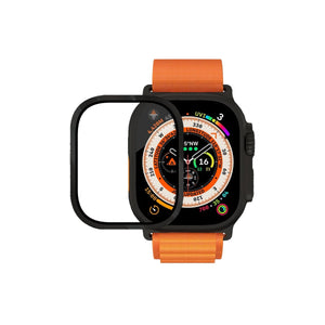 Apple Watch Ultra Uyumlu Metal Çerçeveli İnce Ekran Koruyucu Siyah bikordon