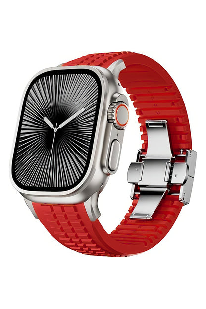 Apple Watch / Ultra Uyumlu AquaLink Kordon Heat Gümüş Toka bikordon