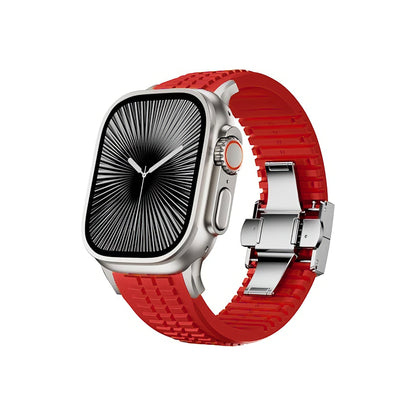 Apple Watch / Ultra Uyumlu AquaLink Kordon Heat Gümüş Toka bikordon