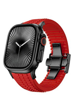 Apple Watch / Ultra Uyumlu AquaLink Kordon Heat Siyah Toka bikordon