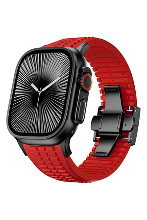 Apple Watch / Ultra Uyumlu AquaLink Kordon Heat Siyah Toka bikordon