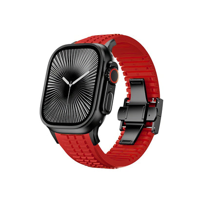 Apple Watch / Ultra Uyumlu AquaLink Kordon Heat Siyah Toka bikordon