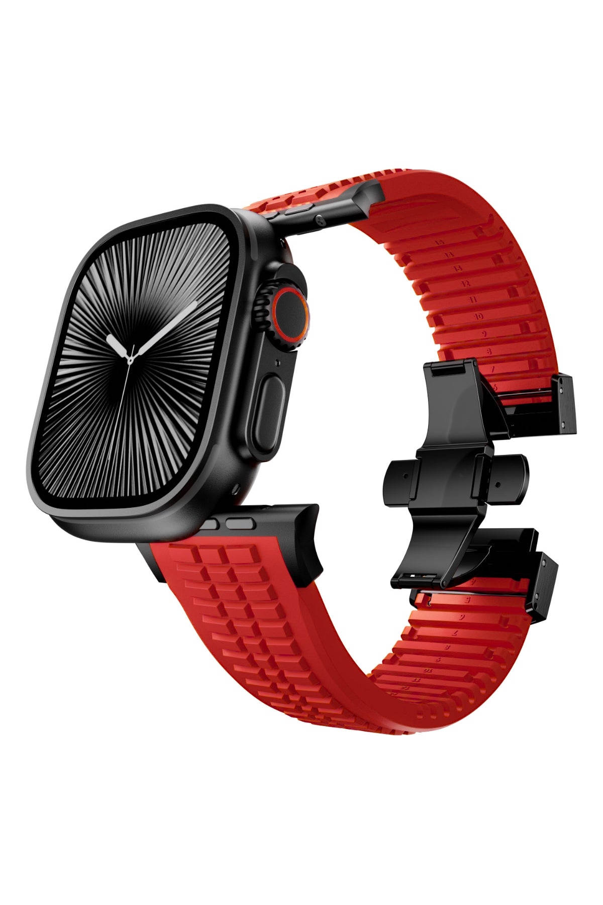 Apple Watch / Ultra Uyumlu AquaLink Kordon Heat Siyah Toka bikordon