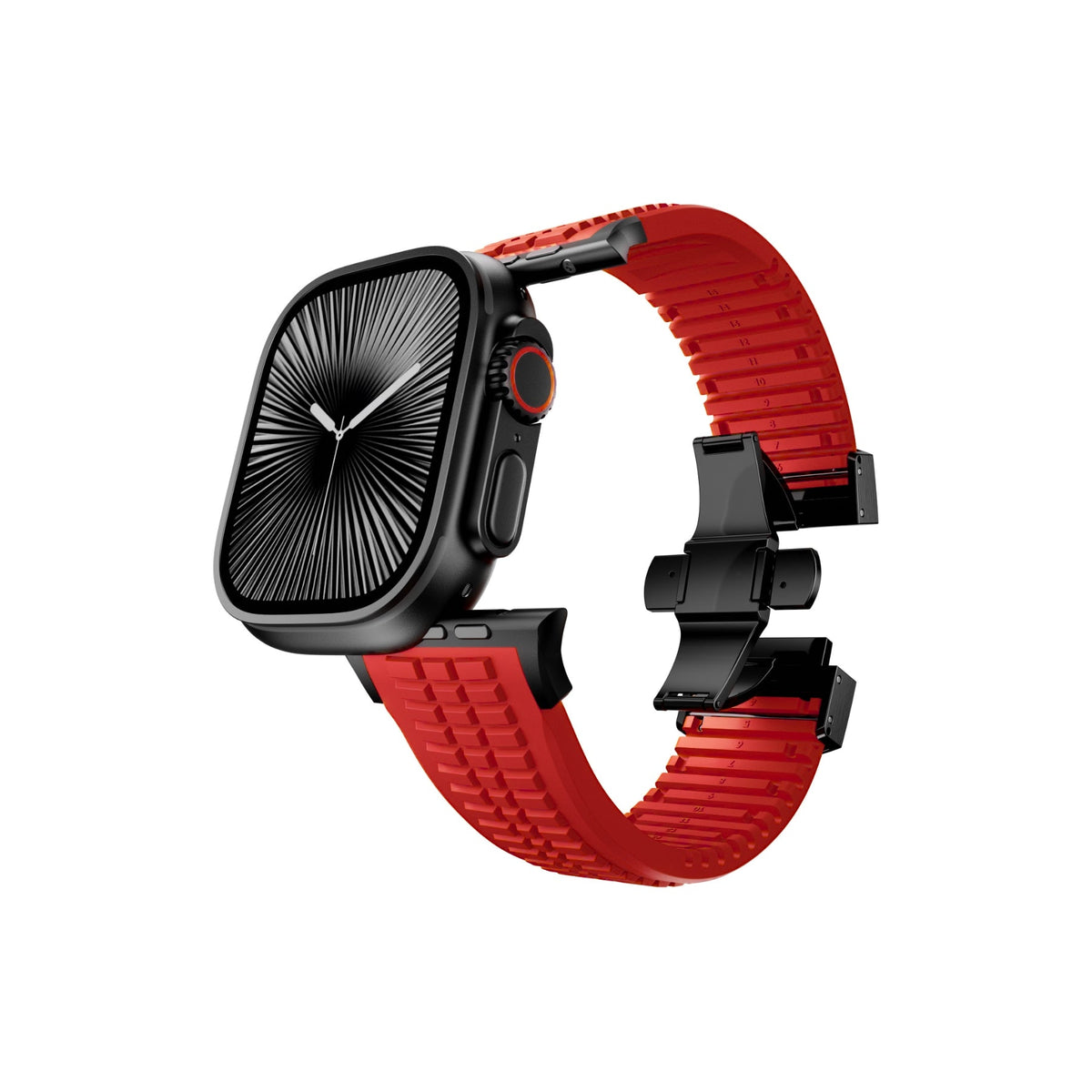 Apple Watch / Ultra Uyumlu AquaLink Kordon Heat Siyah Toka bikordon