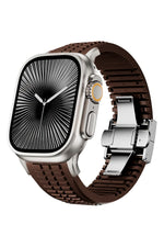 Apple Watch / Ultra Uyumlu AquaLink Kordon Mocha Gümüş Toka bikordon