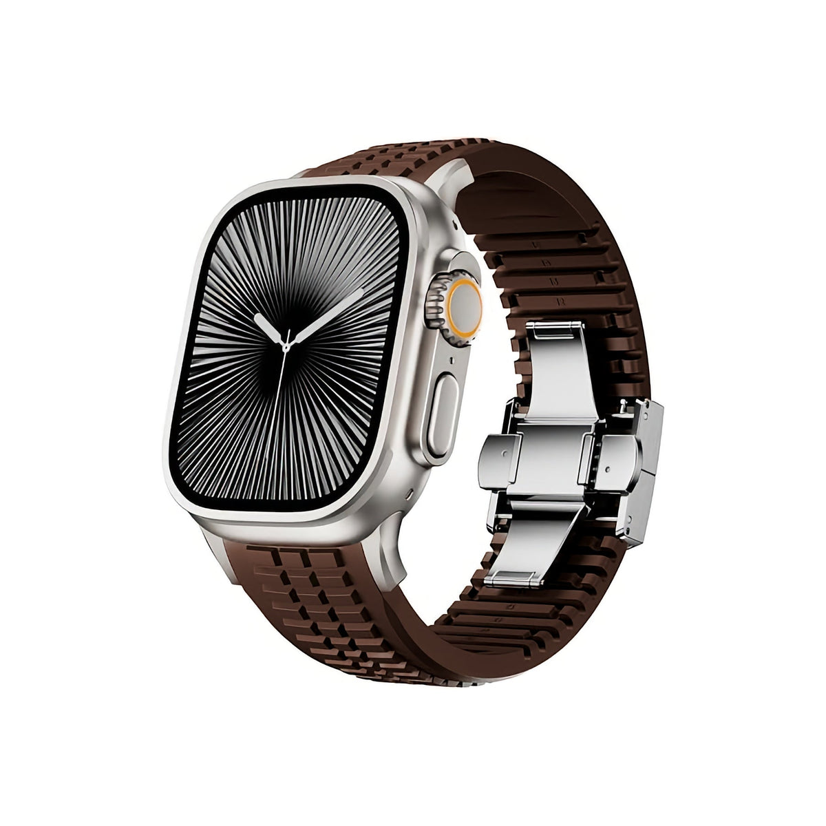 Apple Watch / Ultra Uyumlu AquaLink Kordon Mocha Gümüş Toka bikordon