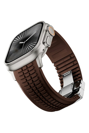 Apple Watch / Ultra Uyumlu AquaLink Kordon Mocha Gümüş Toka bikordon