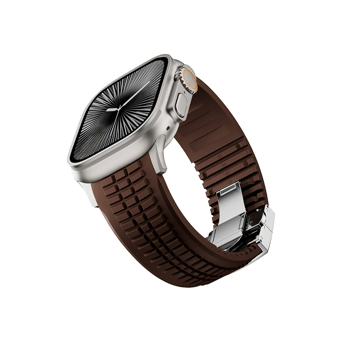 Apple Watch / Ultra Uyumlu AquaLink Kordon Mocha Gümüş Toka bikordon