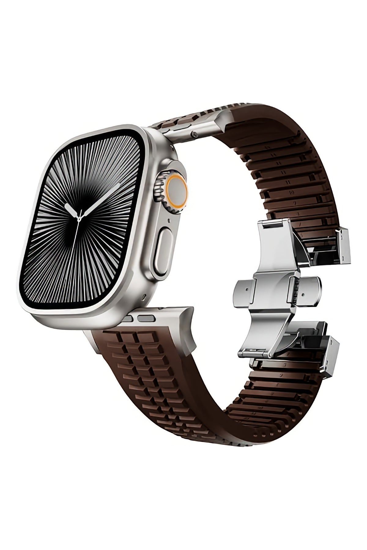 Apple Watch / Ultra Uyumlu AquaLink Kordon Mocha Gümüş Toka bikordon