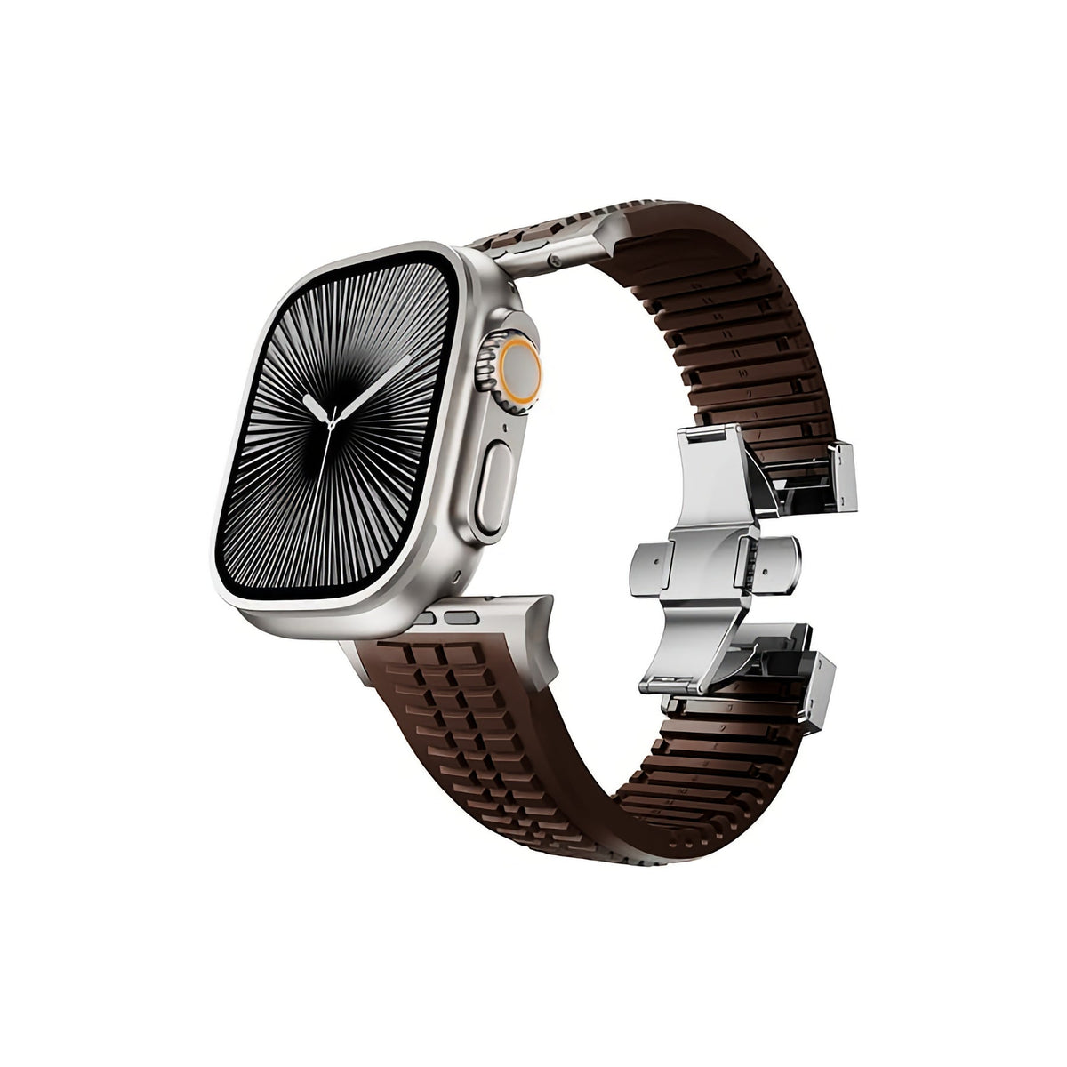 Apple Watch / Ultra Uyumlu AquaLink Kordon Mocha Gümüş Toka bikordon