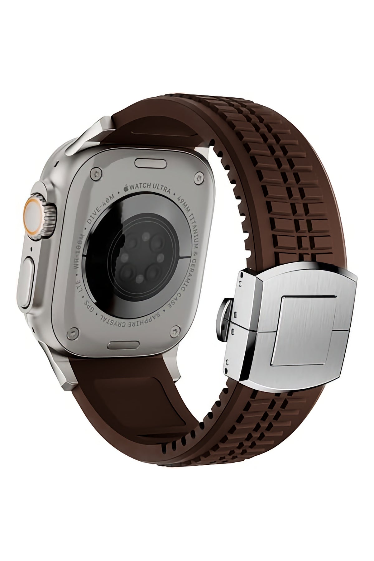 Apple Watch / Ultra Uyumlu AquaLink Kordon Mocha Gümüş Toka bikordon
