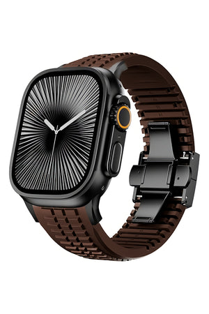 Apple Watch / Ultra Uyumlu AquaLink Kordon Mocha Siyah Toka bikordon