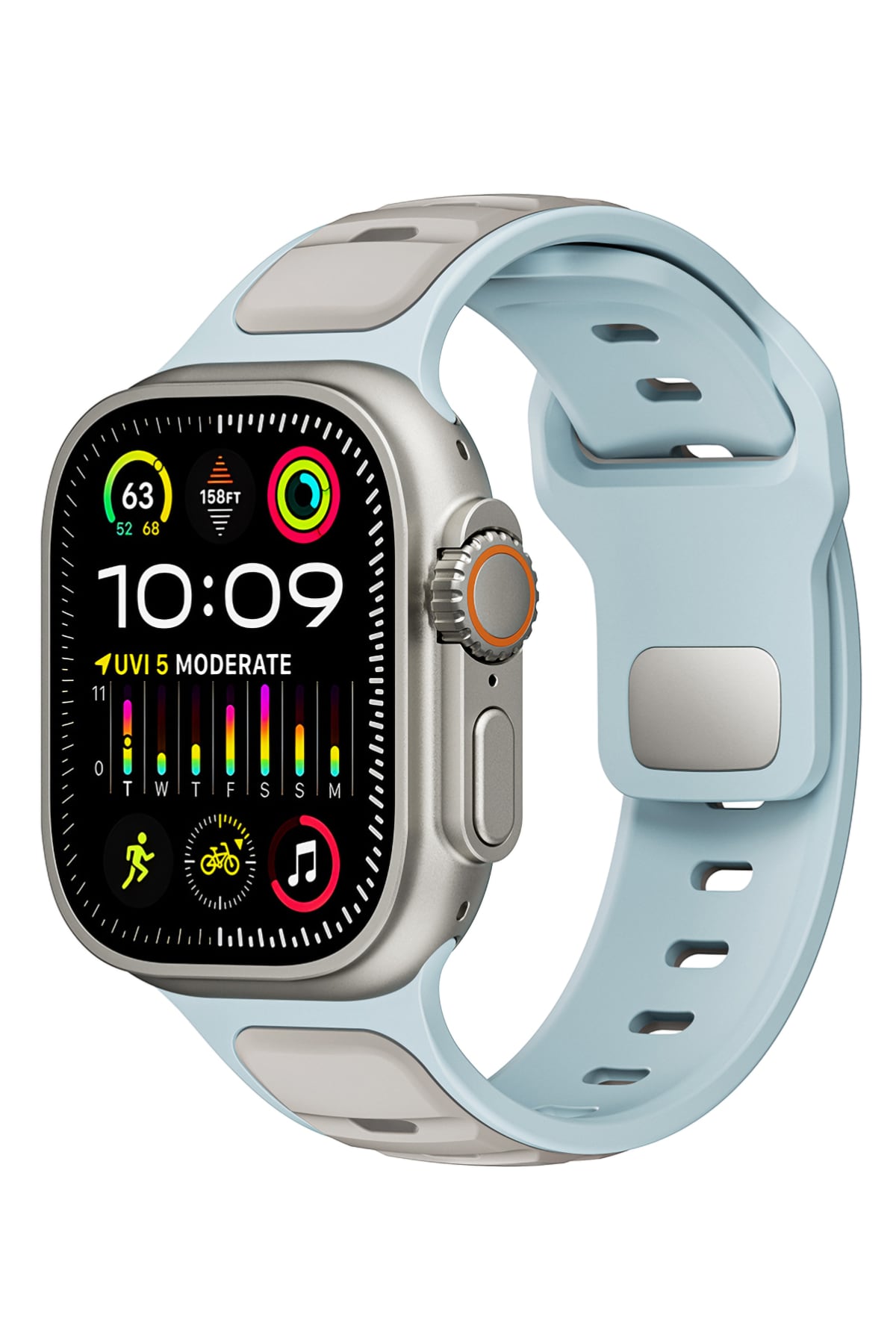 Apple Watch Ultra Uyumlu Dualflex Kordon Skyfade bikordon