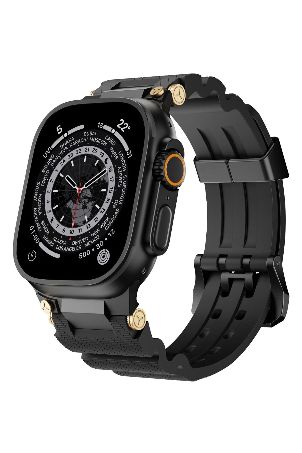 Apple Watch Ultra Uyumlu Gripline Kordon Blackout Siyah Toka bikordon
