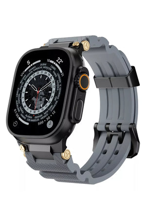 Apple Watch Ultra Uyumlu Gripline Kordon Monogrey Siyah Toka bikordon