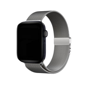 Apple Watch Ultra Uyumlu İnce Örgü Milano Loop Gümüş  bikordon