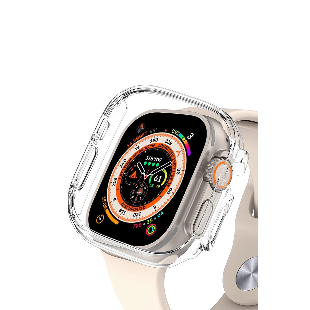 Apple Watch Ultra Uyumlu Kasa Koruyucu Şeffaf Bumper  bikordon