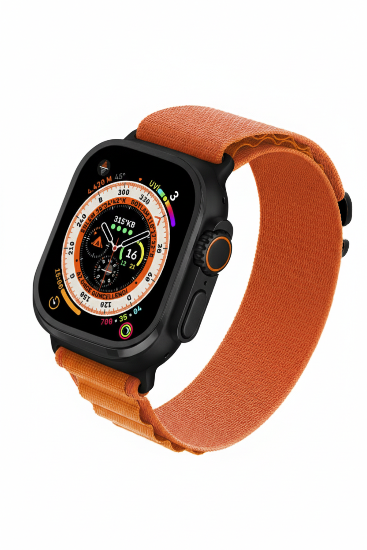 Apple Watch Ultra Uyumlu Metal Çerçeve Koruyucu Siyah bikordon