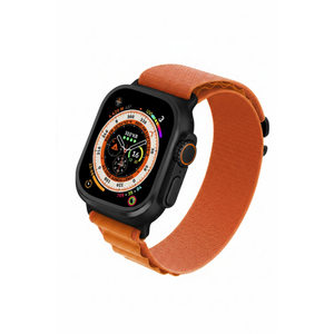 Apple Watch Ultra Uyumlu Metal Çerçeve Koruyucu Siyah bikordon