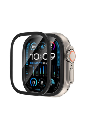 Apple Watch Ultra Uyumlu Metal Çerçeveli İnce Ekran Koruyucu Siyah bikordon
