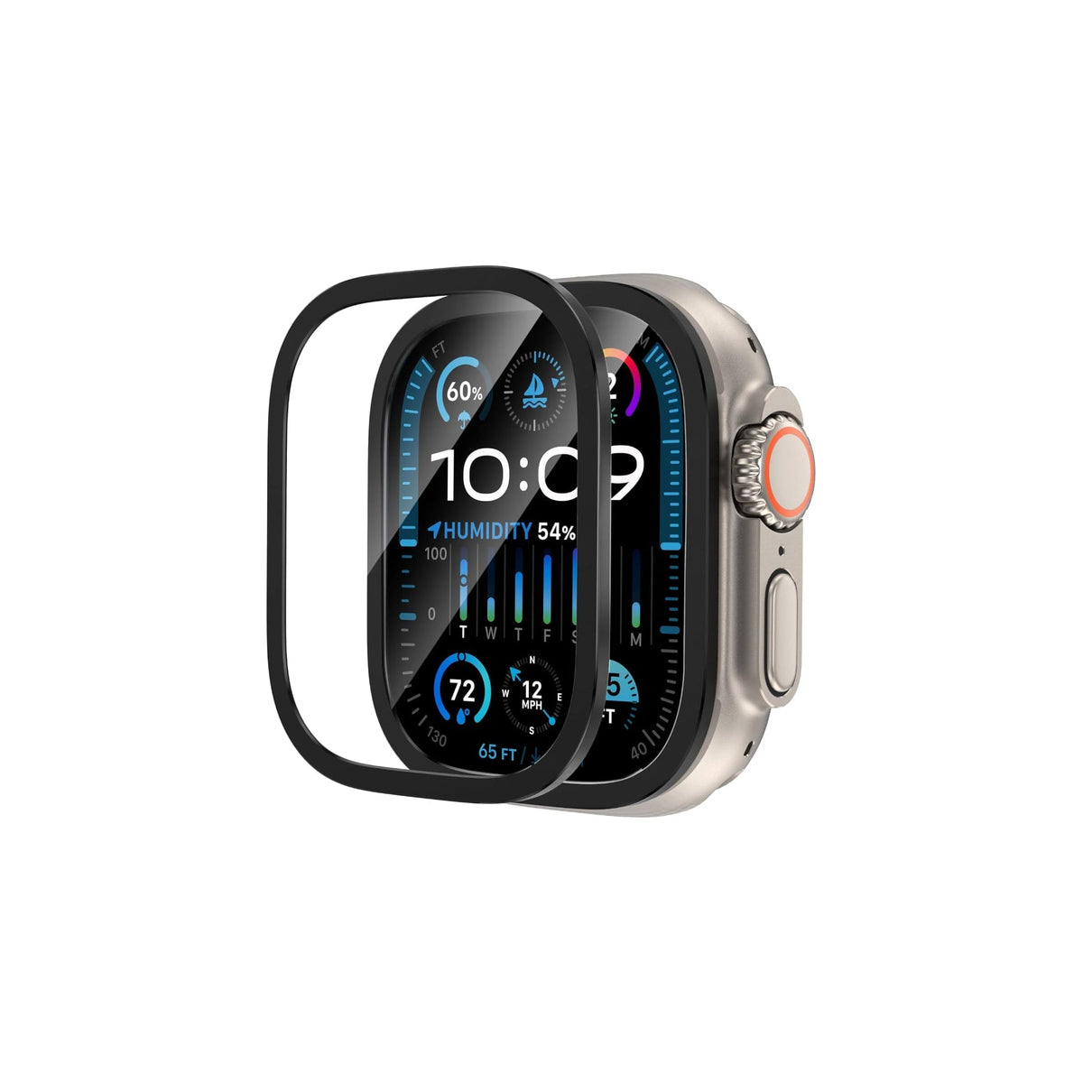 Apple Watch Ultra Uyumlu Metal Çerçeveli İnce Ekran Koruyucu Siyah bikordon