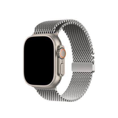 Apple Watch Ultra Uyumlu Kalın Örgü Milano Loop Gümüş Gri  bikordon