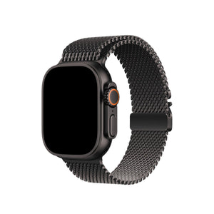 Apple Watch Ultra Uyumlu Kalın Örgü Milano Loop Siyah  bikordon