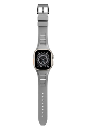 Apple Watch Ultra Uyumlu Terraflex Rubber Siyah Tokalı Gri Kordon  bikordon