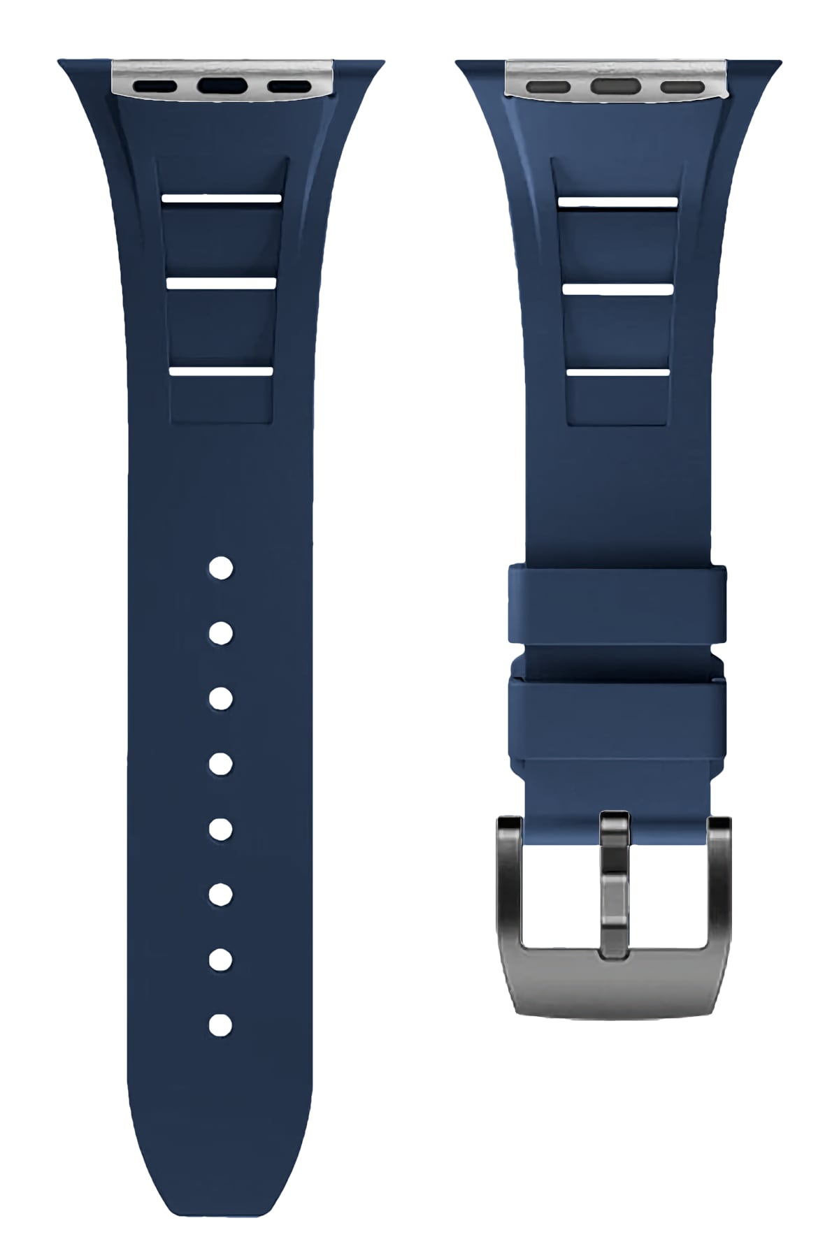 Apple Watch Ultra Uyumlu Terraflex Rubber Siyah Tokalı Lacivert Kordon  bikordon