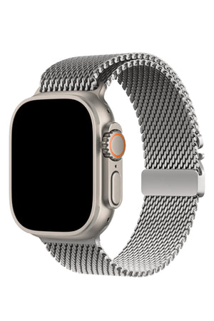 Apple Watch Ultra Uyumlu Titanyum Milano Loop Gümüş bikordon