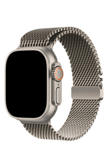 Apple Watch Ultra Uyumlu Titanyum Milano Loop Natürel bikordon