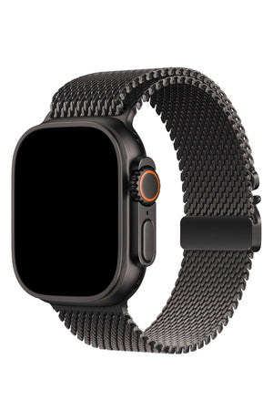 Apple Watch Ultra Uyumlu Titanyum Milano Loop Siyah bikordon