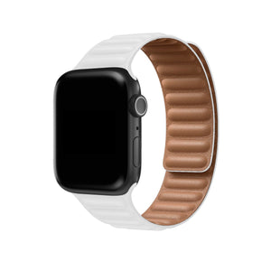 Apple Watch Uyumlu Baklalı Deri Loop Kordon Beyaz  bikordon