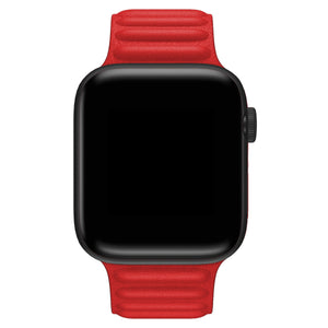 Apple Watch Uyumlu Baklalı Deri Loop Kordon Core Kırmızı  bikordon