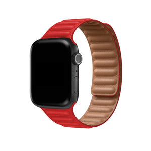 Apple Watch Uyumlu Baklalı Deri Loop Kordon Core Kırmızı  bikordon